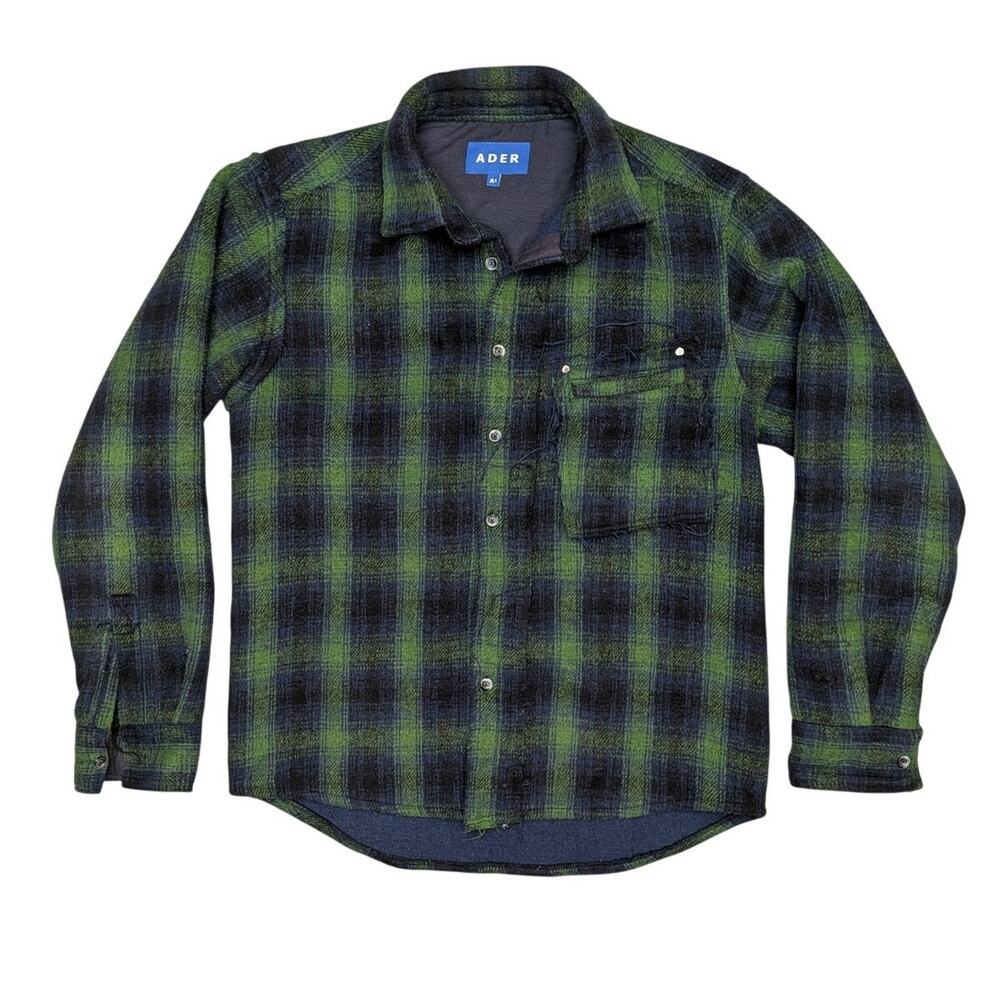 Ader Error FW20 Swall Wool Blend Flannel Men's A1/S Green Plaid Streetwear